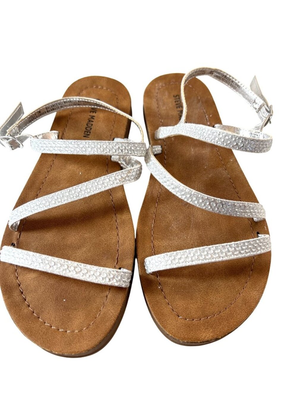 Steve Madden Girls Sandals Silver Sparkle Size 3 M